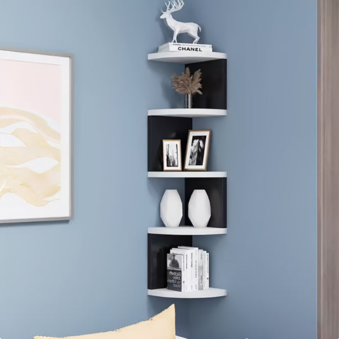 Black and White 5-Tier Corner Shelf