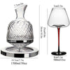 Image of Rotating Decanter Set With 2 Bordeaux Red Wine Glasses