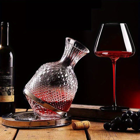 Rotating Decanter Set With 2 Bordeaux Red Wine Glasses