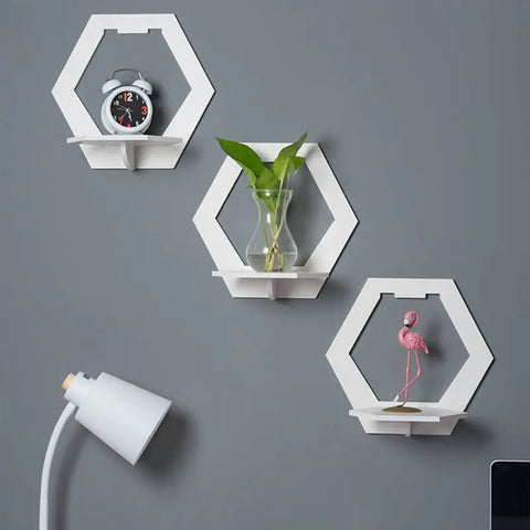 3pcs Hexagon Wall Shelf