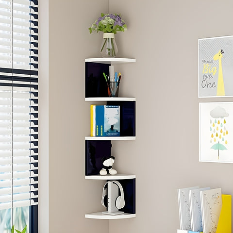 Black and White 5-Tier Corner Shelf