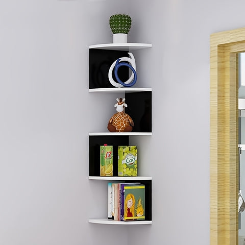 Black and White 5-Tier Corner Shelf