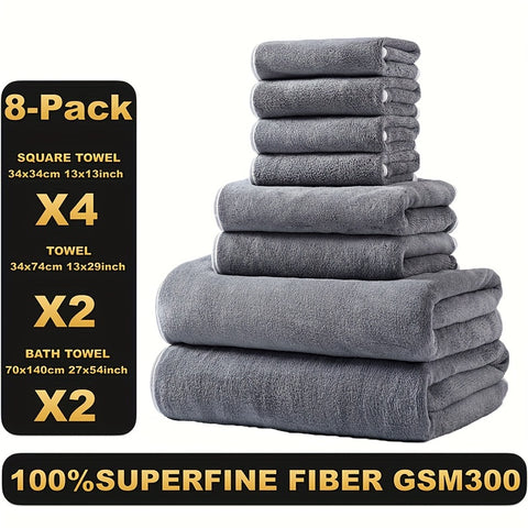 Ultra-Soft 8pcs Polyester Towel Set