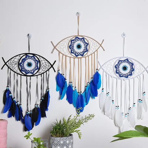 1pc Dream Catchers Handmade Evil Eye Feather Wall Hanging