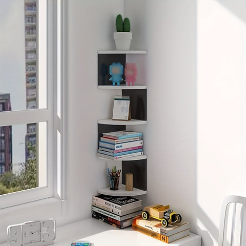 Black and White 5-Tier Corner Shelf