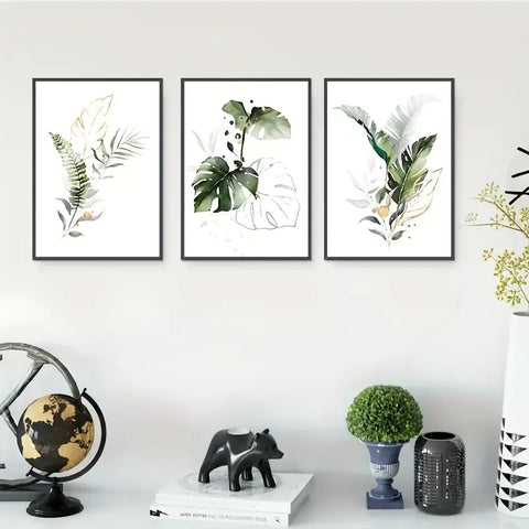 3pcs 7.9x11.8in Decorative Leaf Wall Art Painting