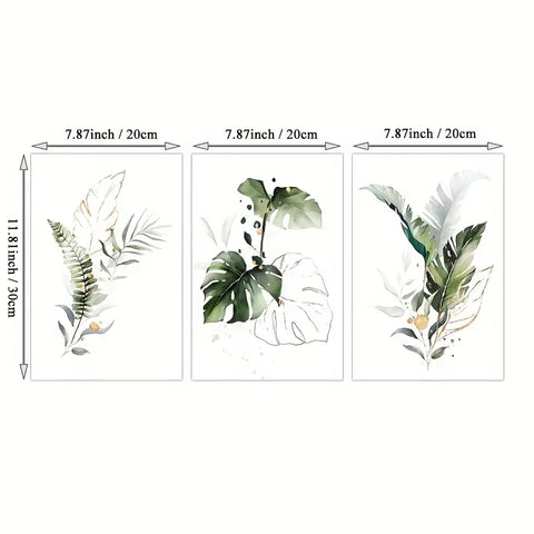 3pcs 7.9x11.8in Decorative Leaf Wall Art Painting