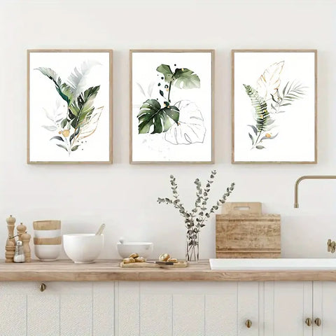 3pcs 7.9x11.8in Decorative Leaf Wall Art Painting