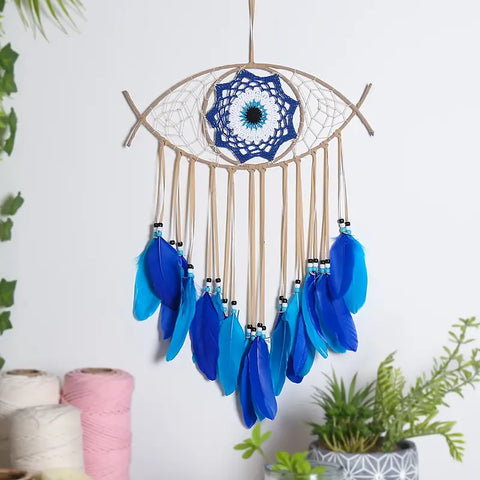 1pc Dream Catchers Handmade Evil Eye Feather Wall Hanging