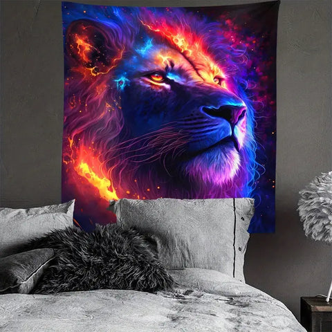 Lion Animal Fluorescent Tapestry