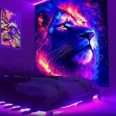 Lion Animal Fluorescent Tapestry