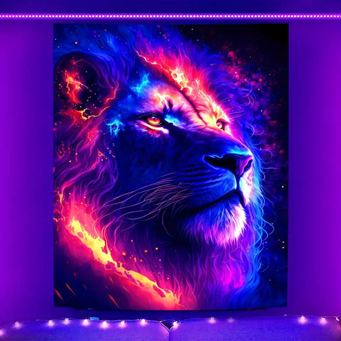 Lion Animal Fluorescent Tapestry