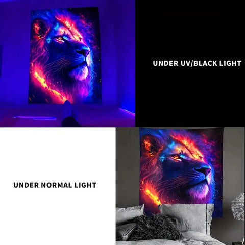 Lion Animal Fluorescent Tapestry