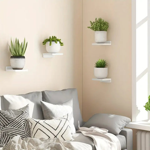 4pcs White Small Floating Shelves