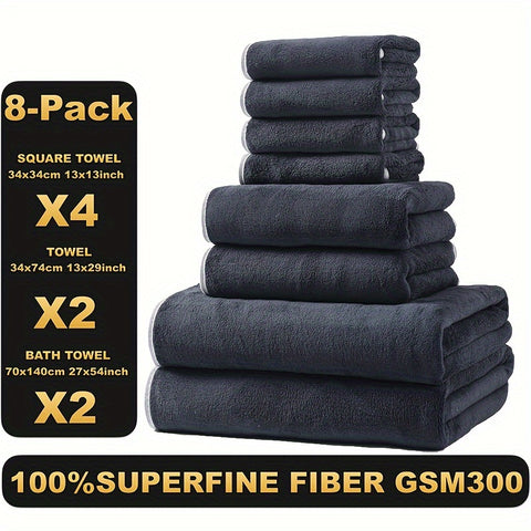 Ultra-Soft 8pcs Polyester Towel Set