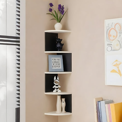 Black and White 5-Tier Corner Shelf