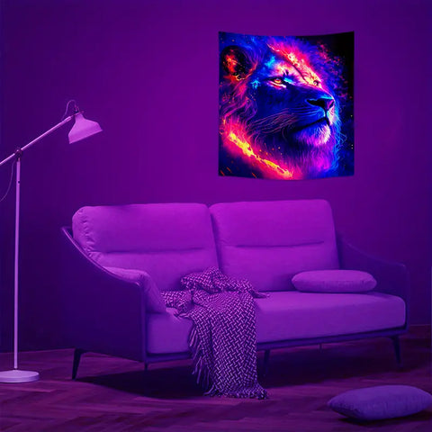 Lion Animal Fluorescent Tapestry