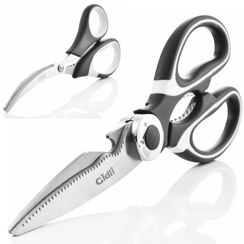 Kitchen Shears by Gidli - Lifetime Replacement Warranty- Includes Seafood Scissors As a Bonus - Heavy Duty Stainless Steel Multipurpose Ultra Sharp Utility Scissors. - Gidli