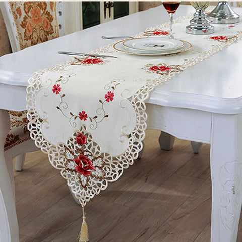 Embroidered Table Runner Floral Lace - Gidli