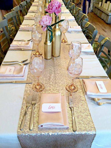 Gold Silver Sequin Table Runner For Wedding - Gidli