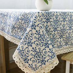 Retro Blue and White Table Cloth - Gidli